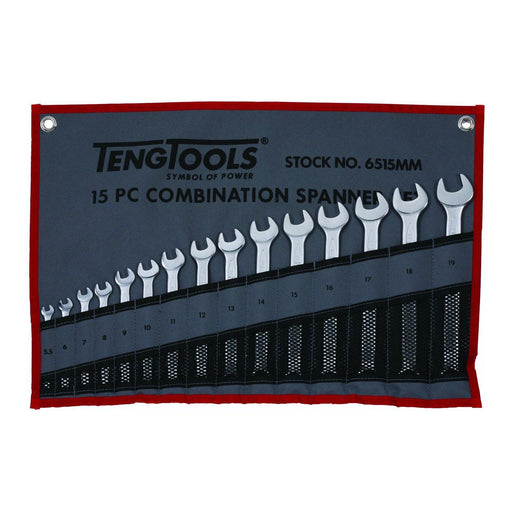 Teng Tools Combination Spanner Set 5.5-19 mm Tool Roll 15 Pieces Teng Tools - Town Tools 