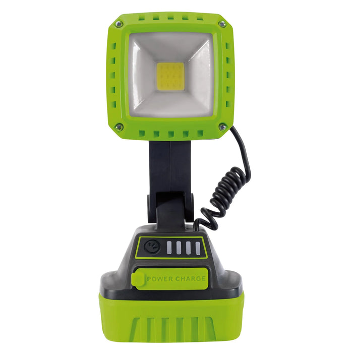 Draper COB LED Rechargeable Work Light, 10W, 1,000 Lumens, Green, 2 x 2.2Ah