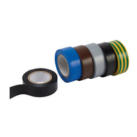 Draper Expert Insulation Tape, 10m x 19mm, Mixed Colours (Pack of 6) - 619/6