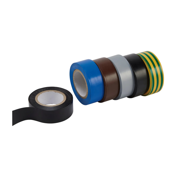 Draper Expert Insulation Tape, 10m x 19mm, Mixed Colours (Pack of 6) - 619/6