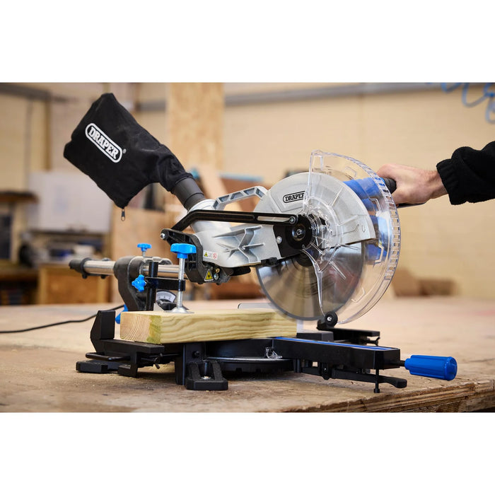 Draper 230V Sliding Compound Mitre Saw, 255mm, 1800W - SMS250D1800