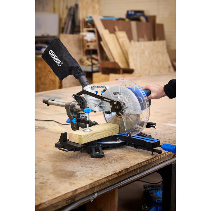 Draper 230V Sliding Compound Mitre Saw, 255mm, 1800W - SMS250D1800