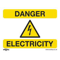 Sealey Warning Safety Sign Danger Electricity Rigid Plastic Pack of 10