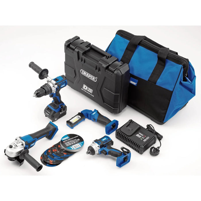 D20 20V Workshop Kit, 1 x 3.0Ah Battery, 1 x 4.0Ah Battery, 1 x Fast Charger (19