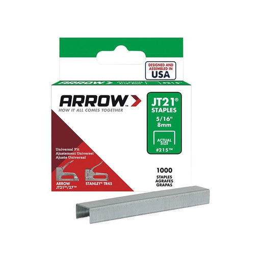 Arrow JT21 T27 Staples 8mm ( 5/16in) (Box 5000) Arrow - Town Tools