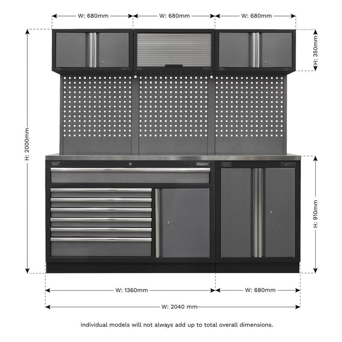 Sealey Superline Pro 2.04m Storage System Stainless Steel Worktop Sealey - Town Tools 