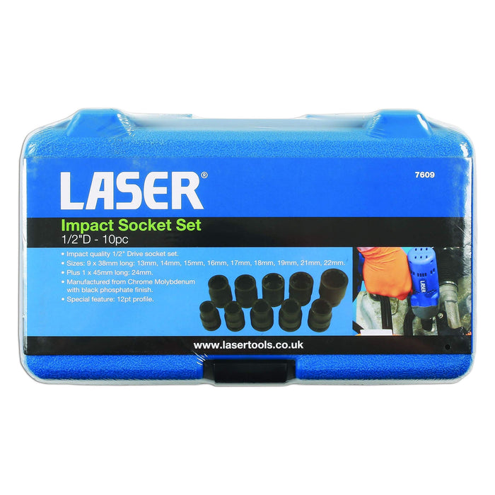 Laser Impact Socket Set 1/2"D 10pc 7609 Laser - Town Tools 