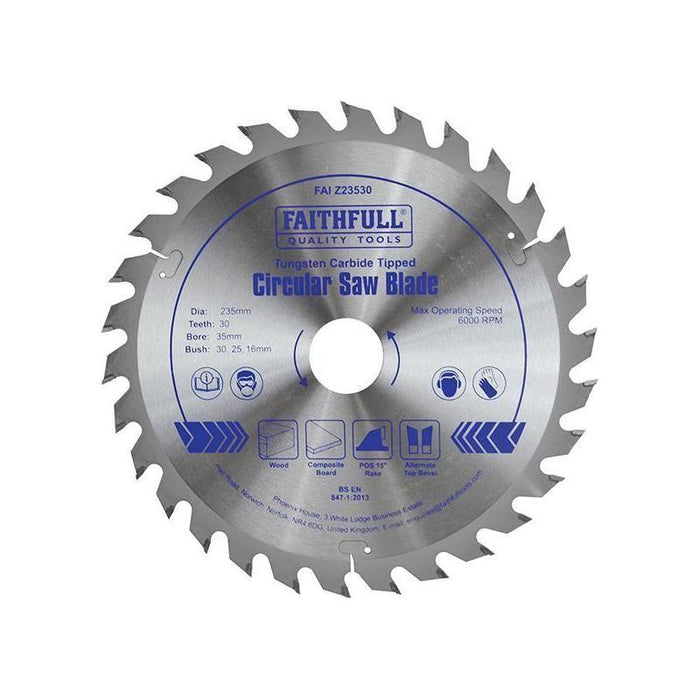 Faithfull TCT Circular Saw Blade 235 x 35mm x 30T POS Faithfull - Town Tools