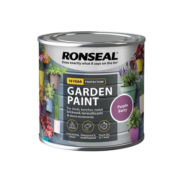 Ronseal Garden Paint Purple Berry 250ml Ronseal - Town Tools