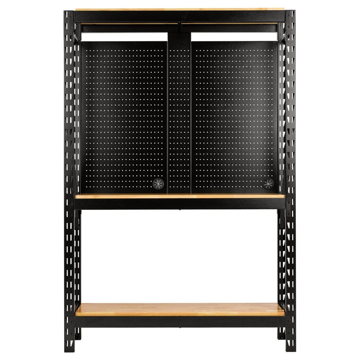 Bunker 17 Piece Modular 3 Tier Racking with Hardwood Shelving and Pegboards, 1500mm Draper - Town Tools