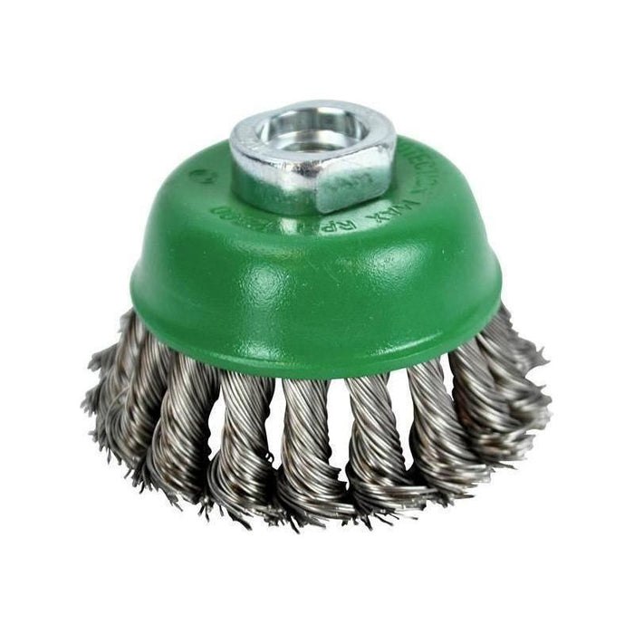Faithfull Wire Cup Brush Twist Knot 65mm M14x2, 0.50mm Stainless Steel Wire Faithfull - Town Tools