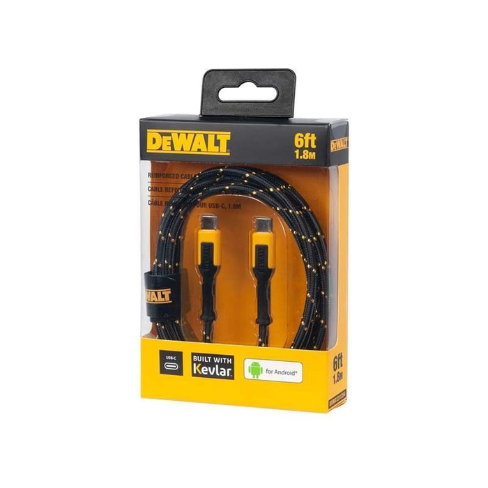 Dewalt Telecoms USB C to USB C Reinforced Charging Cable 1.8m (6ft) DEWALT Telecoms - Town Tools