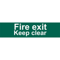 Draper Fire Exit Keep Clear' Safety Sign, 200 x 50mm 73221