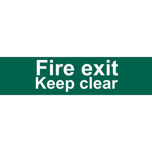 Draper Fire Exit Keep Clear' Safety Sign, 200 x 50mm 73221 Draper - Town Tools 