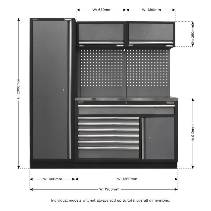 Sealey Superline Pro 1.96m Storage System Stainless Steel Worktop Sealey - Town Tools 