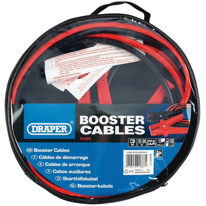 Draper Jump Leads, 3m x 18mm² - JLS8