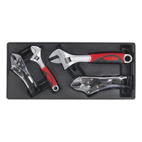 Sealey Tool Tray with Locking Pliers & Adjustable Wrench Set 4pc TBT04