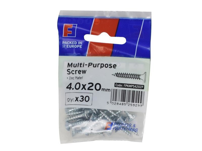 ForgeFix Multi-Purpose Pozi Screw CSK ST ZP 4.0 x 20mm ForgePack 30 ForgeFix - Town Tools