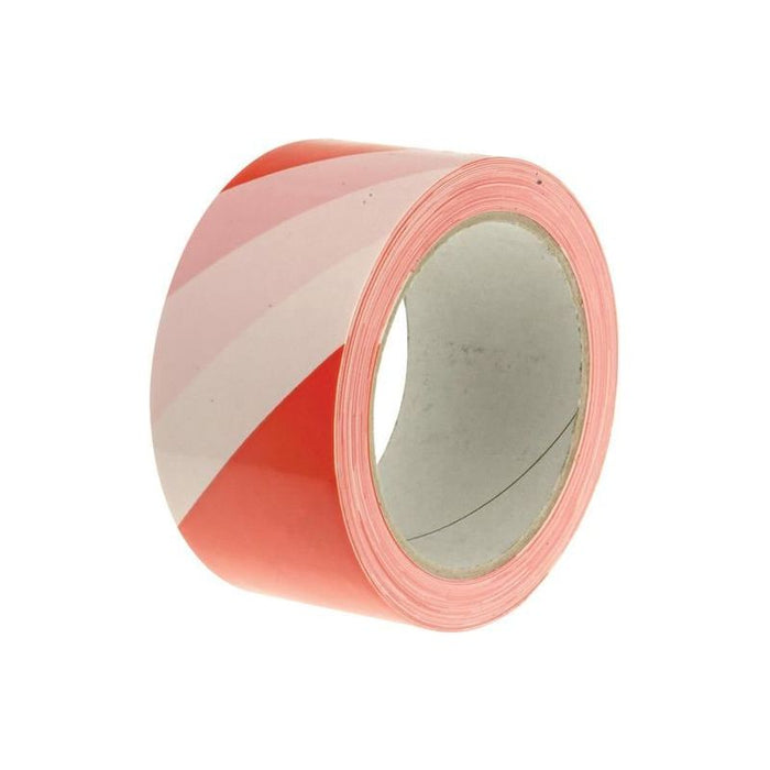 Faithfull Economy Self-Adhesive Hazard Tape Red/White 50mm x 33m Faithfull - Town Tools