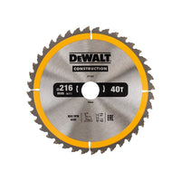 Dewalt Power Tools Stationary Construction Circular Saw Blade 216 x 30mm x 40T ATB/Neg