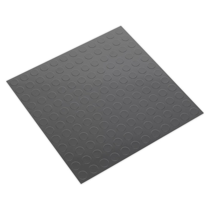 Sealey Vinyl Floor Tile with Peel & Stick Backing Silver Coin Pack of 16 FT2S
