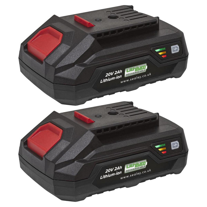 Sealey SV20 Series Power Tool Battery 20V 2Ah - Pack of 2 BK02 Sealey - Town Tools 