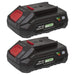 Sealey SV20 Series Power Tool Battery 20V 2Ah - Pack of 2 BK02 Sealey - Town Tools 