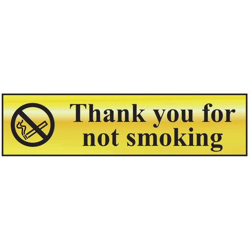 Scan Thank You For Not Smoking - Polished Brass Effect 200 x 50mm Scan - Town Tools