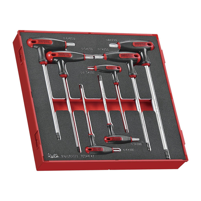 Teng Tools T-Handle Ball Point Hex Key Set FOAM2 7 Pieces Teng Tools - Town Tools 