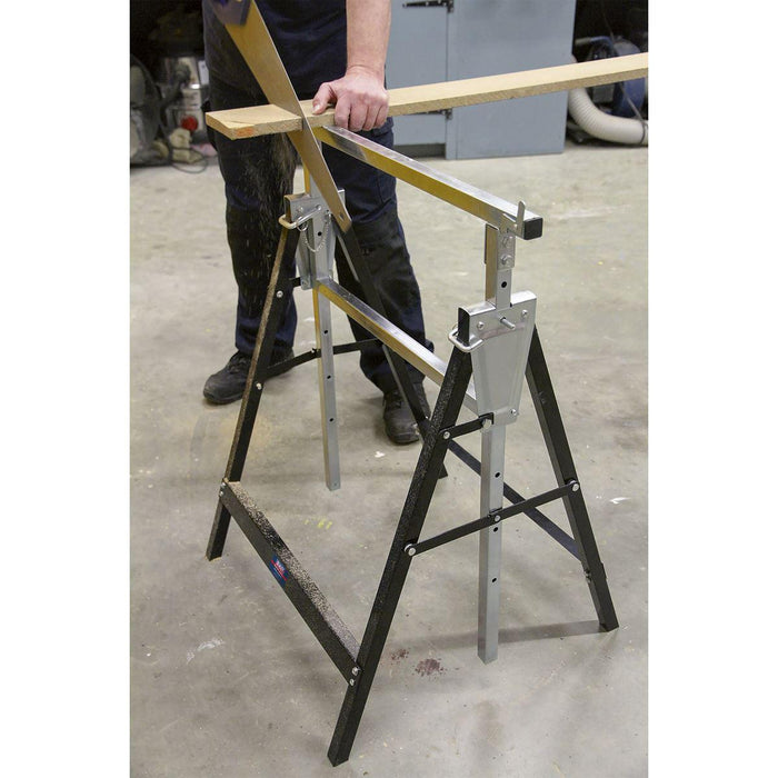Sealey Fold Down Telescopic Trestle 200kg Capacity - Pair FDT32 Sealey - Town Tools 