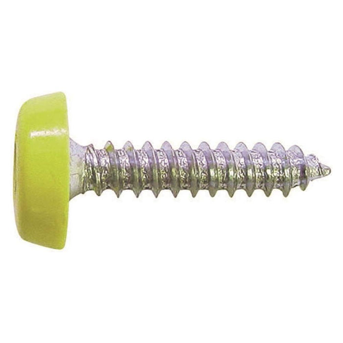 Wot-Nots Number Plate Plastic Top Screw - Yellow - Pack Of 2 Pearl - Town Tools 