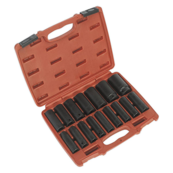 Sealey Impact Socket Set 16pc 1/2"Sq Drive Deep Metric AK5816M Sealey - Town Tools 