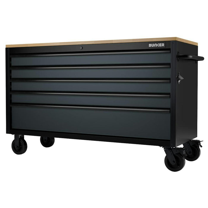 BUNKER 5 Drawer Workbench Roller Tool Cabinet, 61", Grey - B100-61G5D