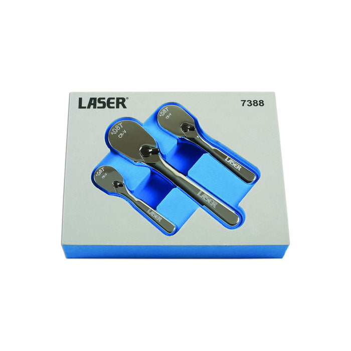 Laser Stubby Ratchet Set 1/4"D, 3/8"D, 1/2"D 3pc 7388 Laser - Town Tools 