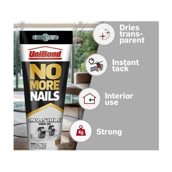 Unibond No More Nails Invisible Grab Adhesive Tube 184g UniBond - Town Tools