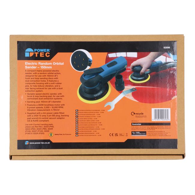 Powertec Electric Random Orbital Sander - 150mm PowerTec - Town Tools