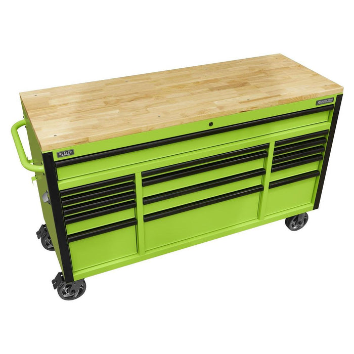 Superline PRO Black Edition Mobile Trolley with Wooden Worktop 15 Drawer 1549mm Superline Pro - Town Tools 