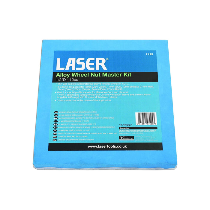 Laser Alloy Wheel Nut Master Kit 1/2"D 10pc 7125