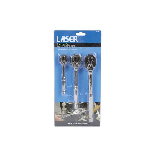 Laser Standard Ratchet Set 1/4"D, 3/8"D, 1/2"D 3pc 6421 Laser - Town Tools 