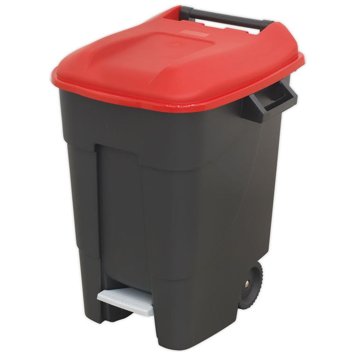 Sealey Refuse/Wheelie Bin with Foot Pedal 100L Red BM100PR Sealey - Town Tools 