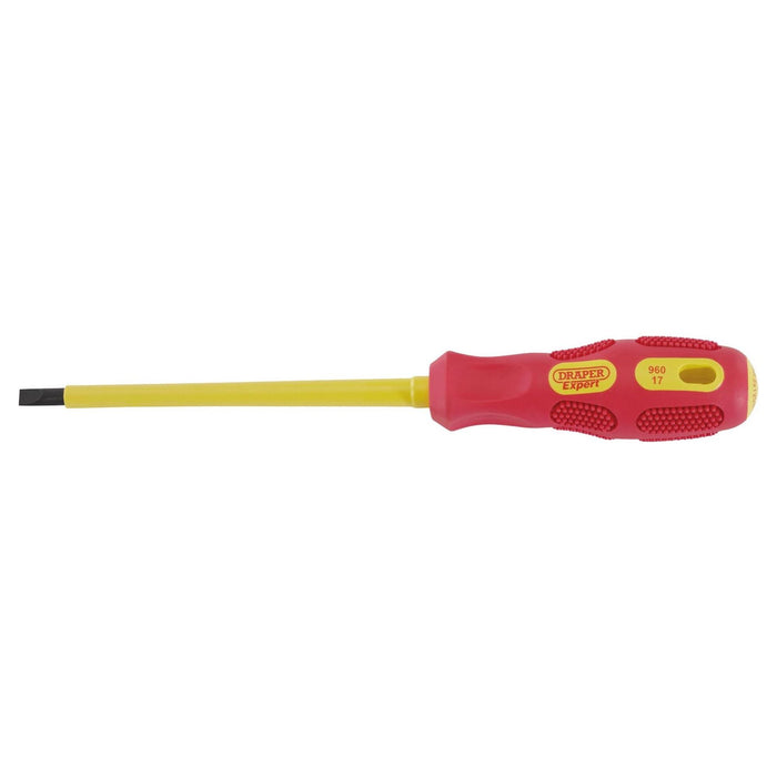 Draper VDE Approved Fully Insulated Plain Slot Screwdriver, 5.5 x 125mm (Display