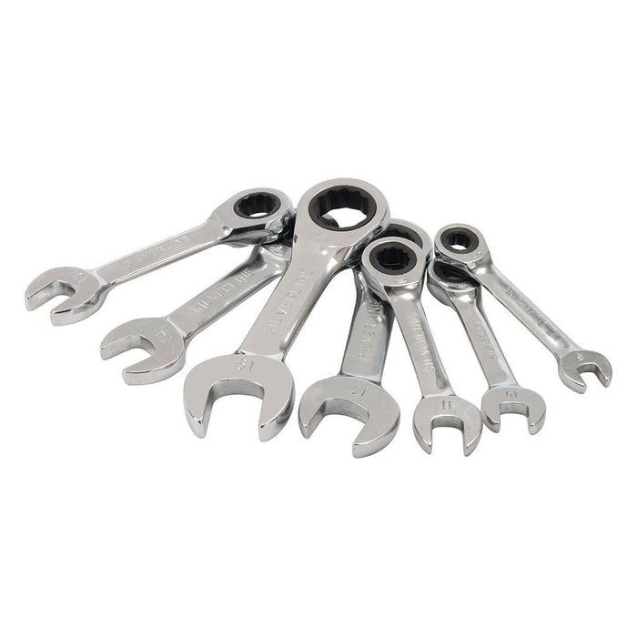 Silverline Stubby Ratchet Spanner Set 7pce 8 - 19mm Silverline - Town Tools 