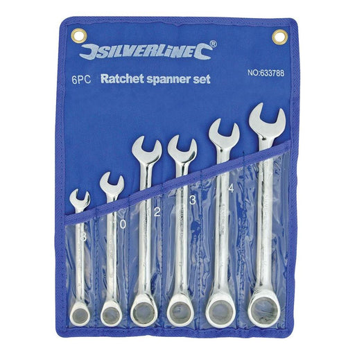 Silverline Fixed Head Ratchet Spanner Set 6pce 8 - 17mm Silverline - Town Tools 