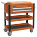 Sealey Heavy-Duty Mobile Tool & Parts Trolley 2 Drawers & Lockable Top Orange Sealey - Town Tools 