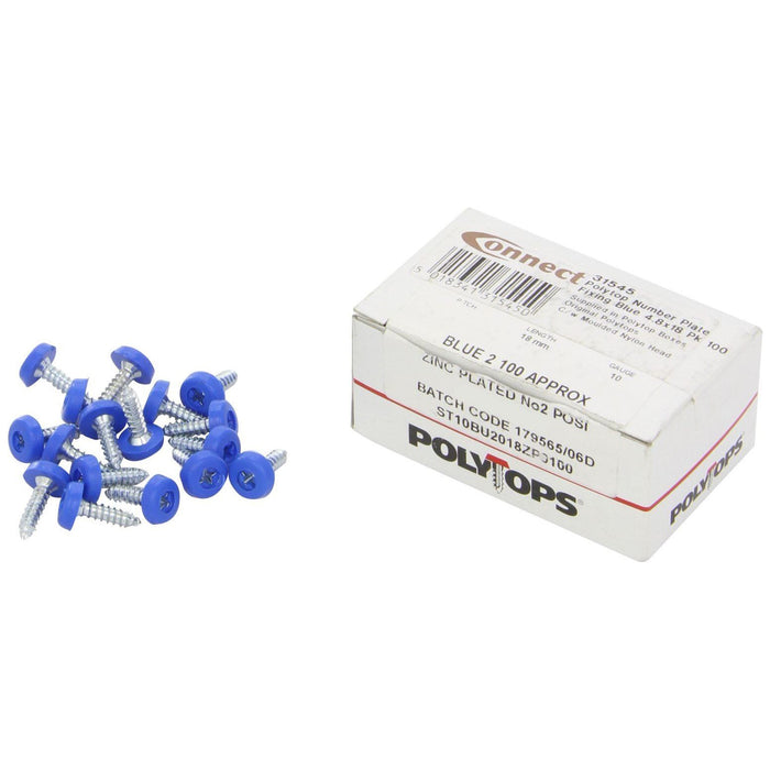 Connect 31545 Number Plate Screw Blue No 10 x 3/4 100pc Connect - Town Tools 