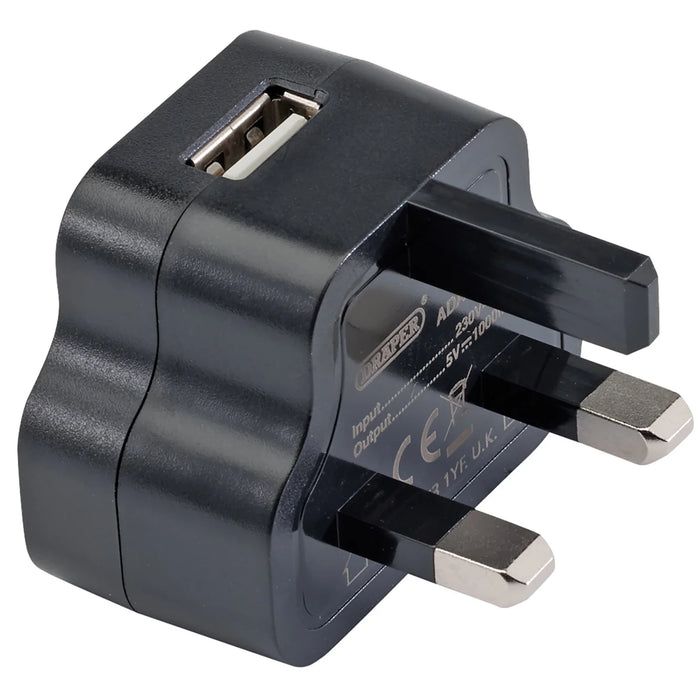 Draper 230V USB Charger, 1 Amp - AUSB(UK)