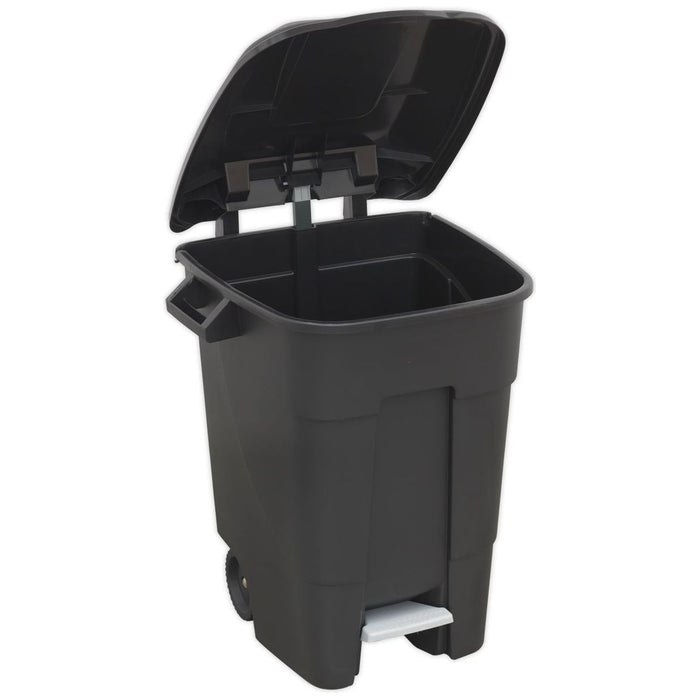 Sealey Refuse/Wheelie Bin with Foot Pedal 100L Black BM100P Sealey - Town Tools 