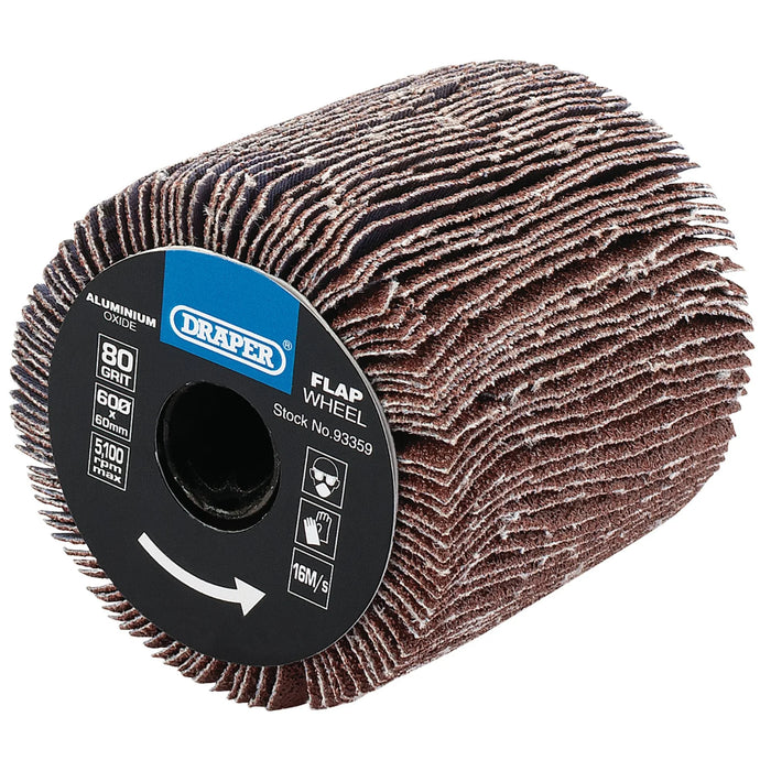 Draper Aluminium Oxide Flap Wheel, 60 x 60mm, 80 Grit - APT256
