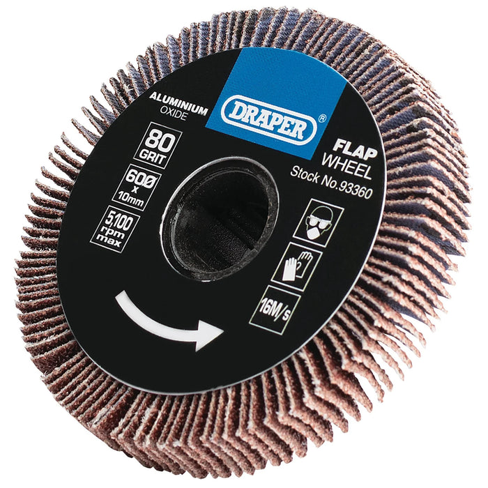 Draper Aluminium Oxide Flap Wheel, 10 x 60mm, 80 Grit - APT256