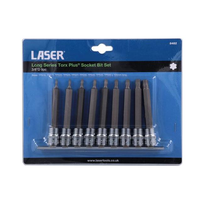 Labear Torx Set Laser Long Series Torx Plus Socket Bit Set 3/8